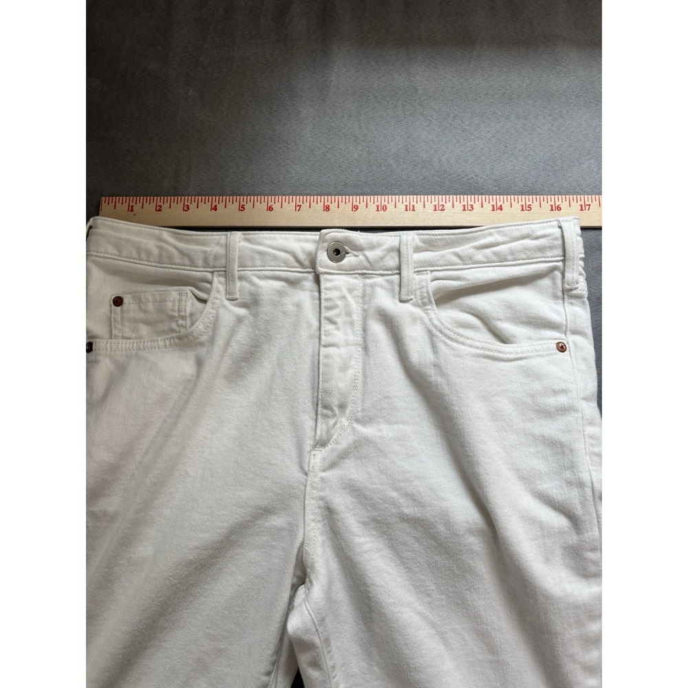 Anthropologie Pilcro Eyelet Lace Embroidered Hem High Rise Crop Flare Jeans Sz31 - Picture 6 of 11